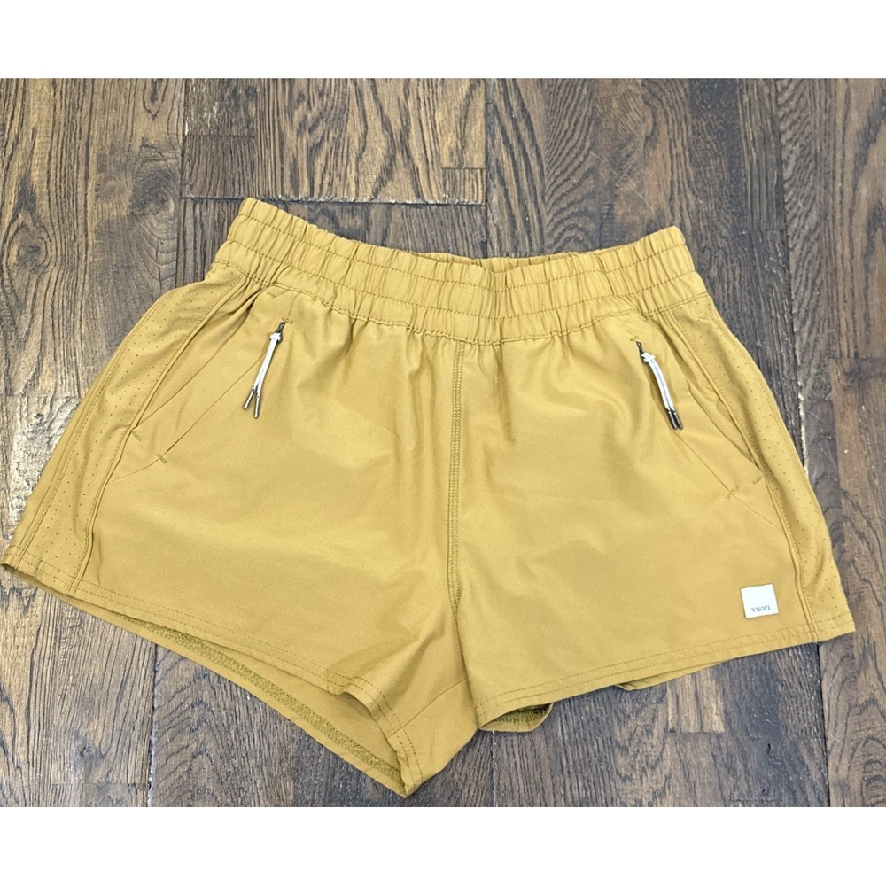 Vuori Dash Performance Shorts Womens Small Dark Golden Mustard Yellow Running